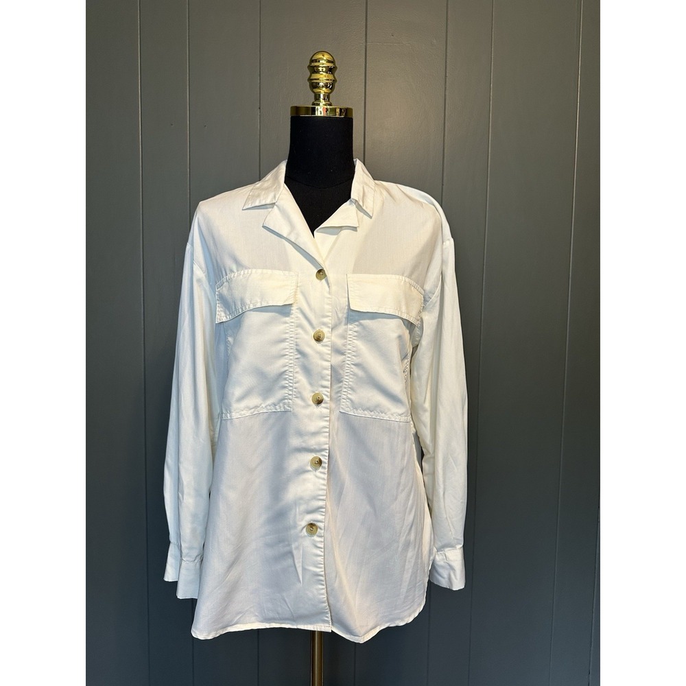 A New Day‎ Ivory Long Sleeve Button Up Basic S Small
